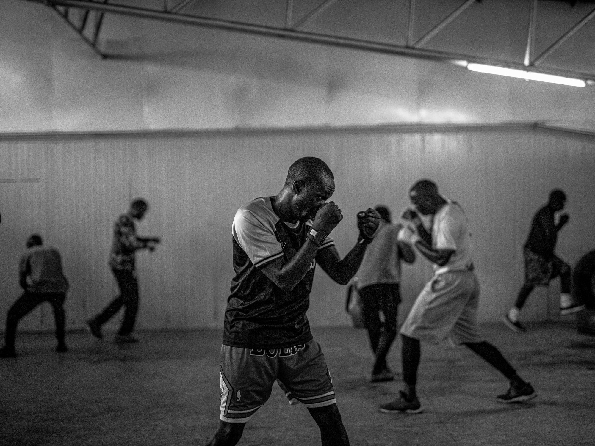 Boxing gym training session